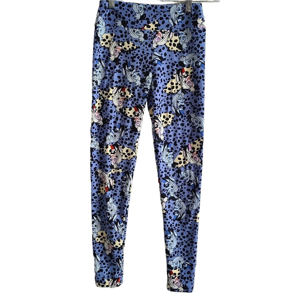 LuLaRoe  Disney Cruella‎ De Vil Dalmatian Spotted Blue Leggings